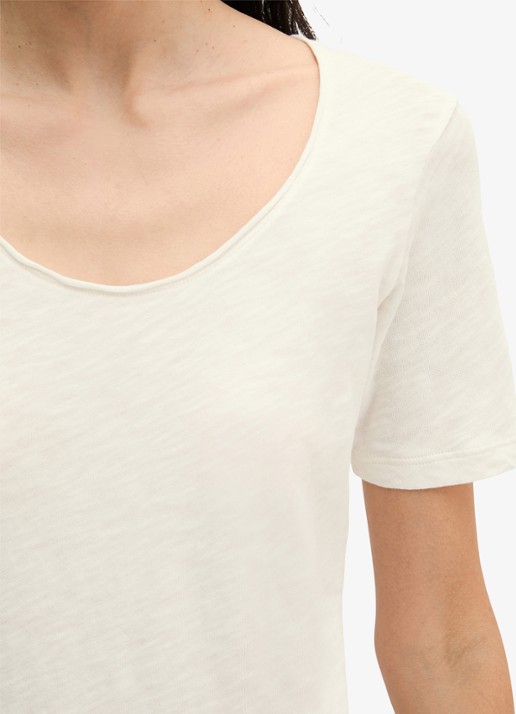 Marc O'Polo T-shirt met ronde hals - detail 2 white cotton / wit