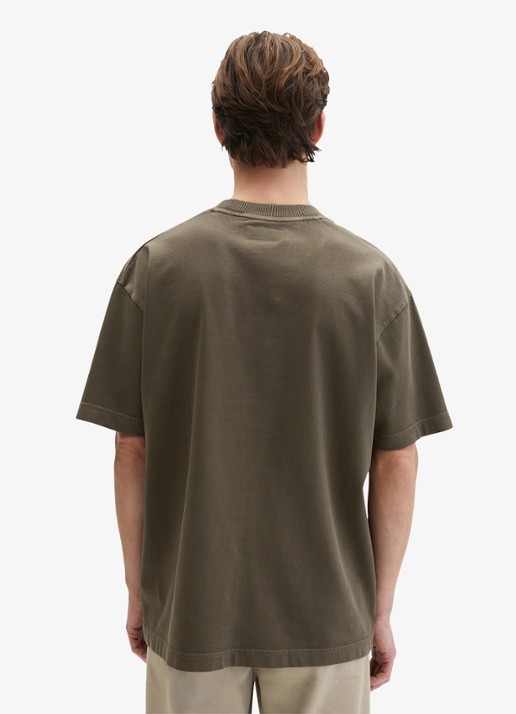 Marc O'Polo T-shirt met ronde hals - achterkant bronsgroen
