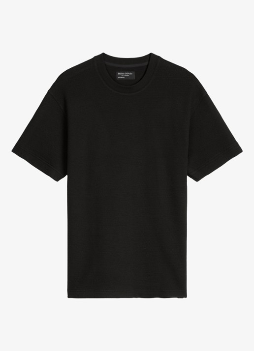 Marc O'Polo T-shirt met ronde hals - voorkant 4 black-0001 / zwart