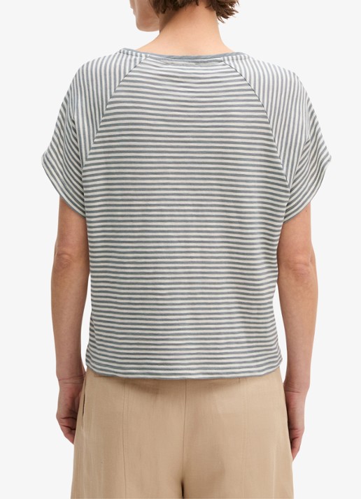 Marc O'Polo T-shirt met streepprint en vleermuismouw - achterkant 5 aqua-5366 / blauw