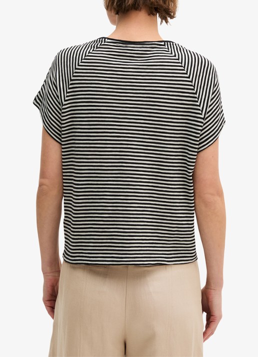 Marc O'Polo T-shirt met streepprint - achterkant 5 black-0100 / zwart