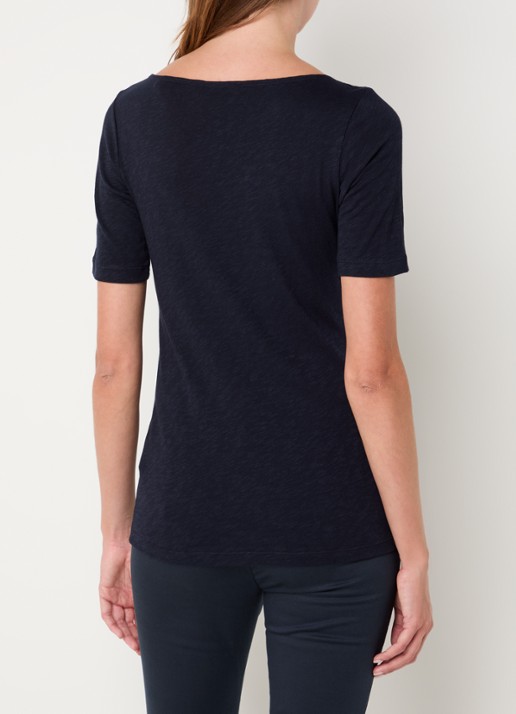 Marc O'Polo T-shirt met stretch - achterkant donkerblauw