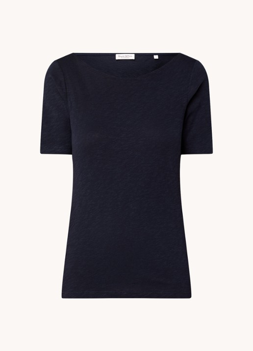 Marc O'Polo T-shirt met stretch - voorkant 2 donkerblauw
