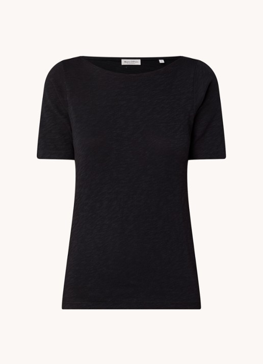 Marc O'Polo T-shirt met stretch - voorkant zwart