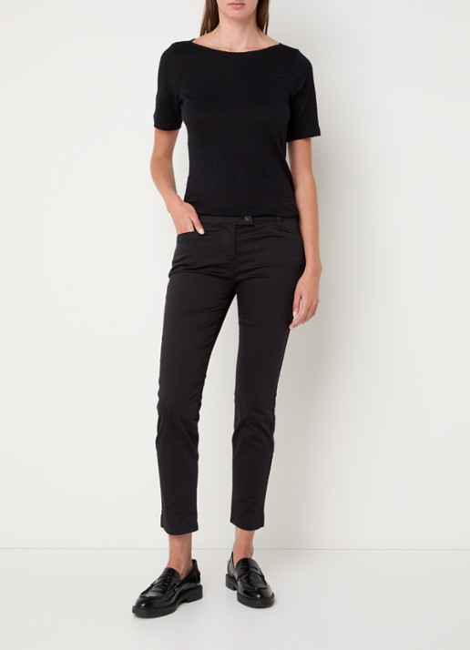 Marc O'Polo T-shirt met stretch - voorkant 2 zwart