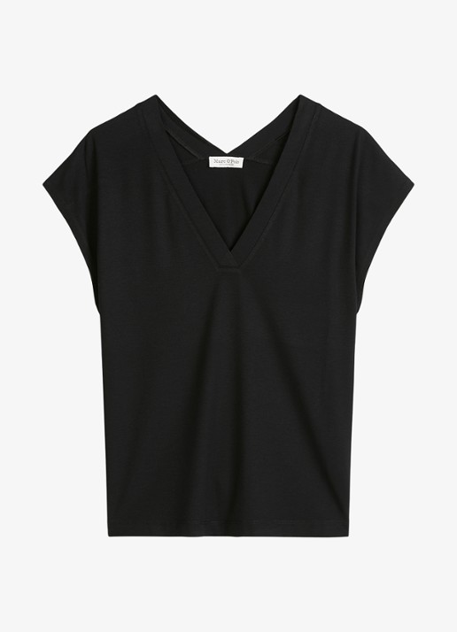 Marc O'Polo T-shirt met V-hals - voorkant zwart