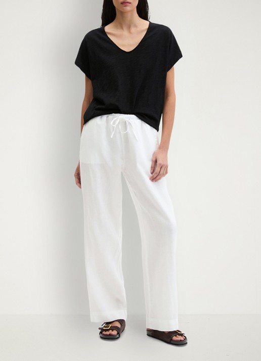 Marc O'Polo T-shirt met V-hals - voorkant 2 black-0001 / zwart
