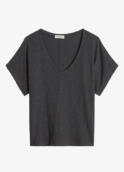 Marc O'Polo T-shirt met V-hals - voorkant oxide grey-0364 / grijs