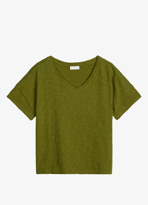 Marc O'Polo T-shirt met V-hals - voorkant shaded fern / groen