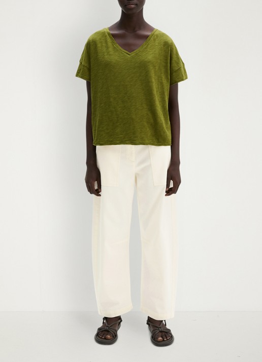 Marc O'Polo T-shirt met V-hals - voorkant 2 shaded fern / groen