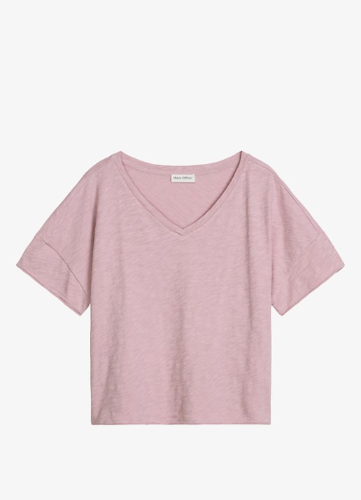 Marc O'Polo T-shirt met V-hals - voorkant mild rose / paars