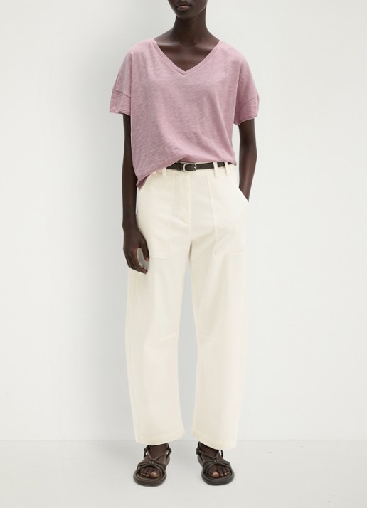 Marc O'Polo T-shirt met V-hals - voorkant 2 mild rose / paars