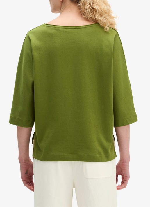 Marc O'Polo T-shirt van jersey met boothals - achterkant 3 shaded fern / groen