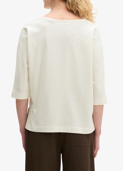 Marc O'Polo T-shirt van jersey met boothals - achterkant white cotton / wit