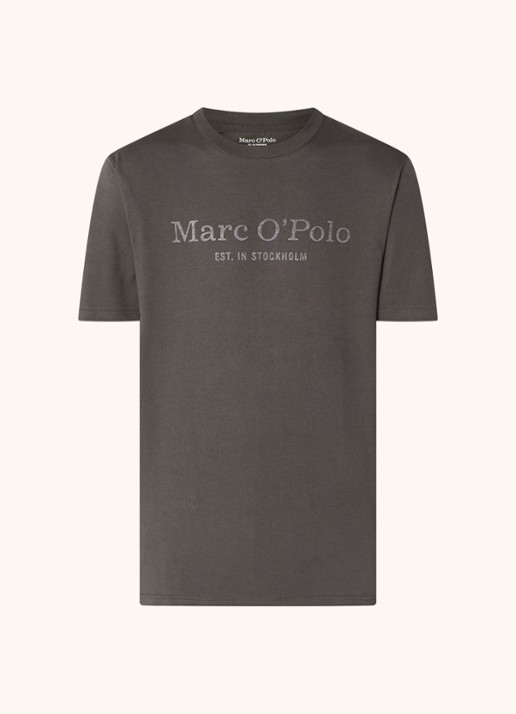 Marc O'Polo T-shirt van  katoen met logo - voorkant donkergrijs