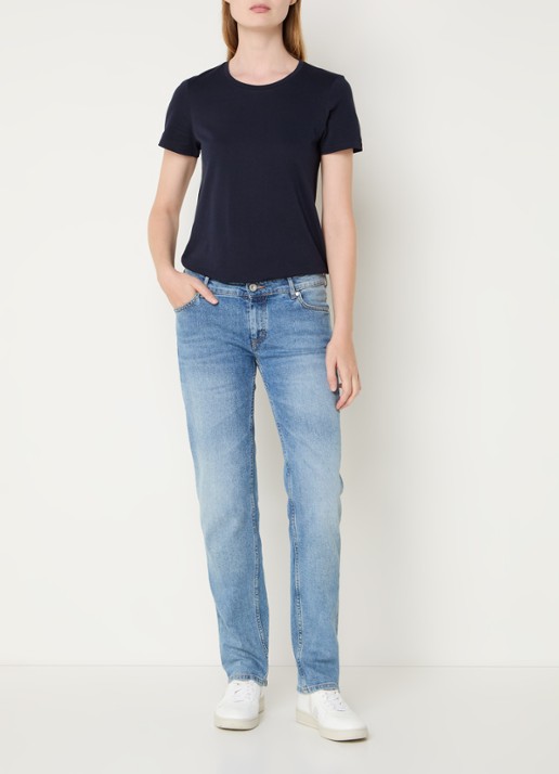 Marc O'Polo T-shirt van katoen - voorkant 3 donkerblauw