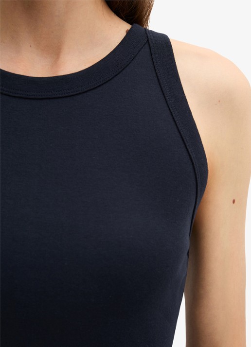 Marc O'Polo Tanktop met ribstructuur - detail 5 donkerblauw