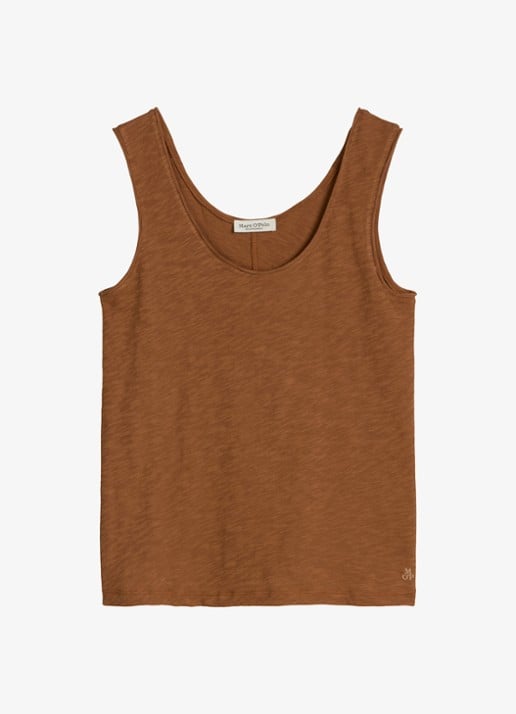 Marc O'Polo Tanktop met ronde hals - voorkant burnt brown-1972 / bruin
