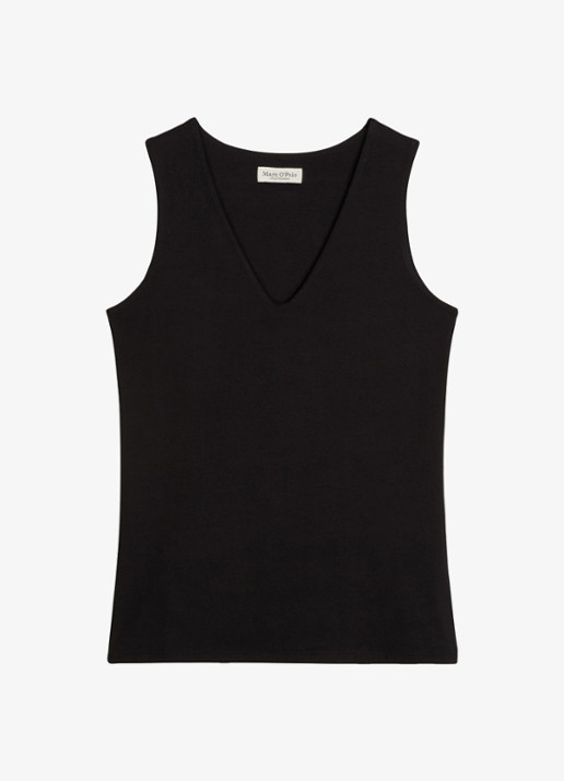 Marc O'Polo Top met V-hals - voorkant 4 black / zwart