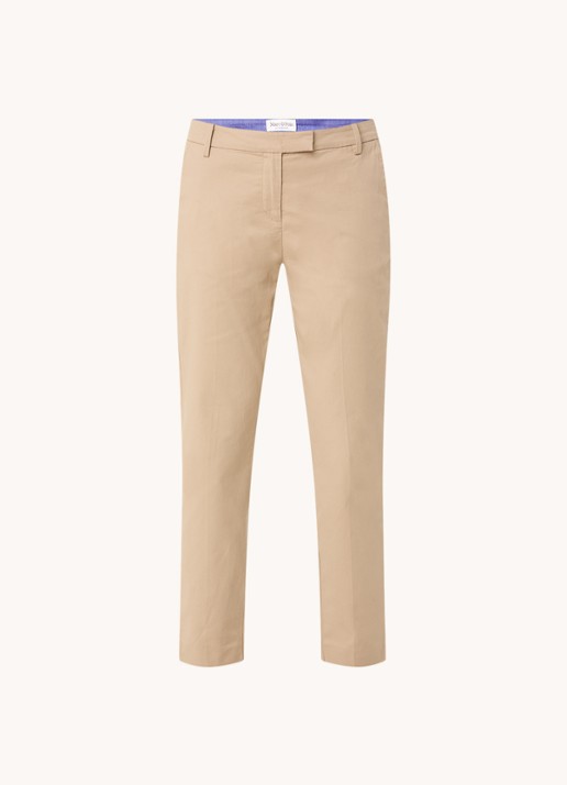 Marc O'Polo Torne mid waist slim fit chino met steekzakken - voorkant beige