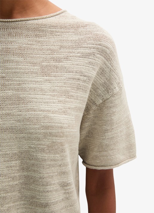 Marc O'Polo Trui in katoen-linnenblend met bateauhals - detail 3 linen beige / grijs
