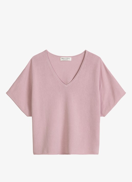 Marc O'Polo Trui met V-hals - voorkant mild rose / paars