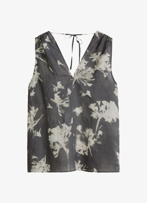 Marc O'Polo Tuniek met print en V-hals - voorkant 2 dark grey_multi_03-0534 / grijs