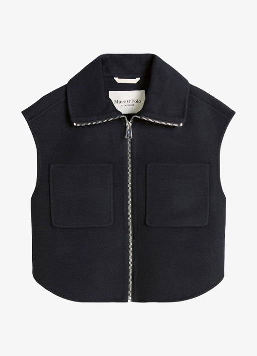 Marc O'Polo Vest in wolblend - voorkant 2 donkerblauw