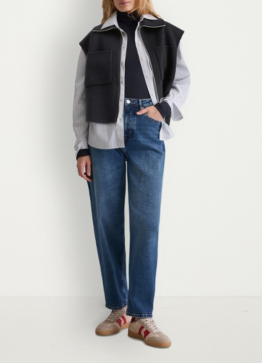 Marc O'Polo Vest in wolblend - voorkant 3 donkerblauw