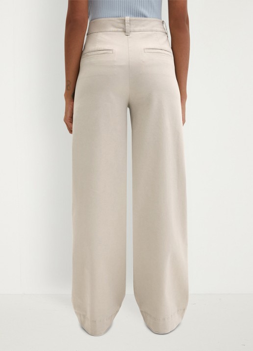 Marc O'Polo Wide fit palazzo broek met steekzakken - achterkant beige