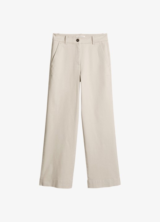 Marc O'Polo Wide fit palazzo broek met steekzakken - voorkant 4 beige