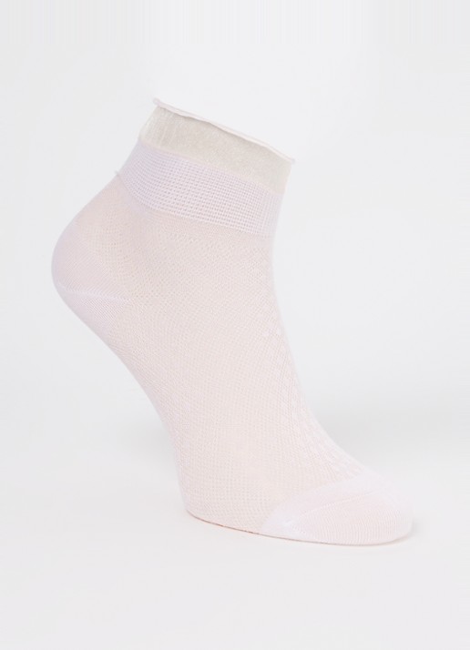 MarcMarcs Hazel sokken met lurex en logo - voorkant 2 wit
