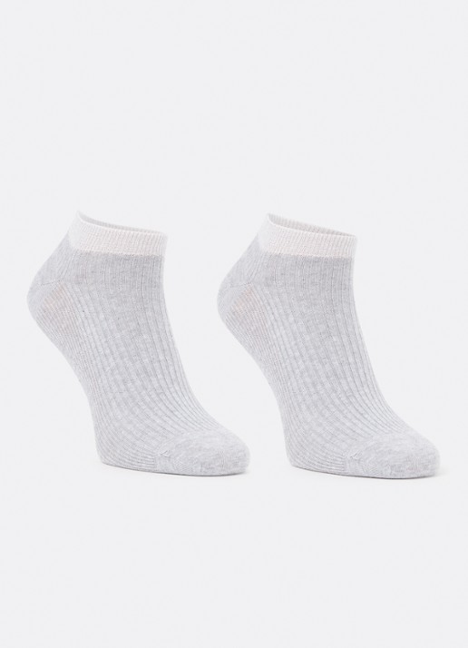 MarcMarcs Moscow sneakersokken met glitter in 2-pack - voorkant 2 lichtgrijs
