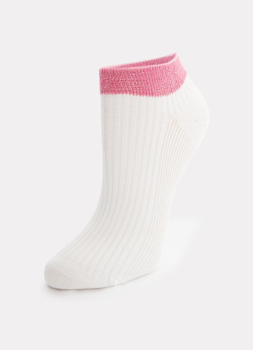 MarcMarcs Moscow sneakersokken met glitter in 2-pack - detail roze