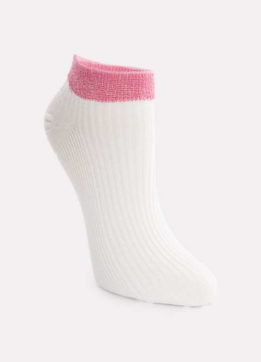 MarcMarcs Moscow sneakersokken met glitter in 2-pack - voorkant 2 roze