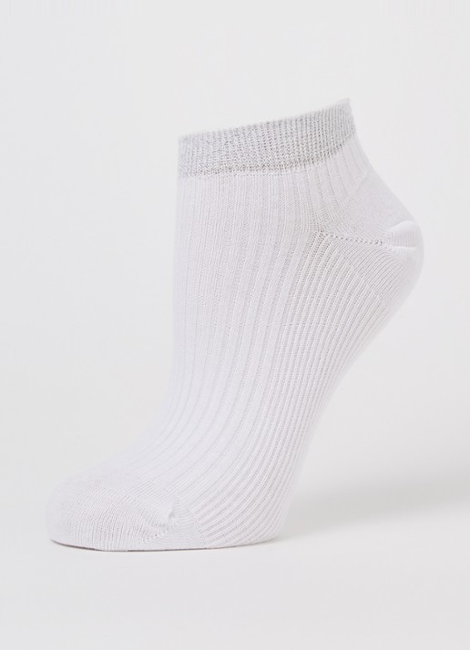 MarcMarcs Moscow sneakersokken met lurex in 2-pack - detail wit