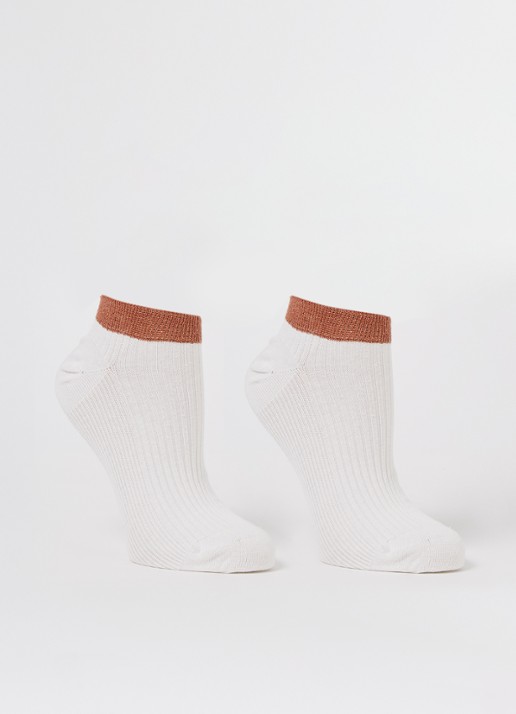 MarcMarcs Moscow sneakersokken met lurex in 2-pack - voorkant 2 gebroken wit