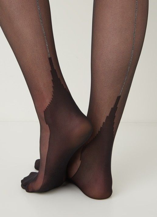 MarcMarcs Panty met naad en lurex in 30 denier black silver - detail 5 zilver