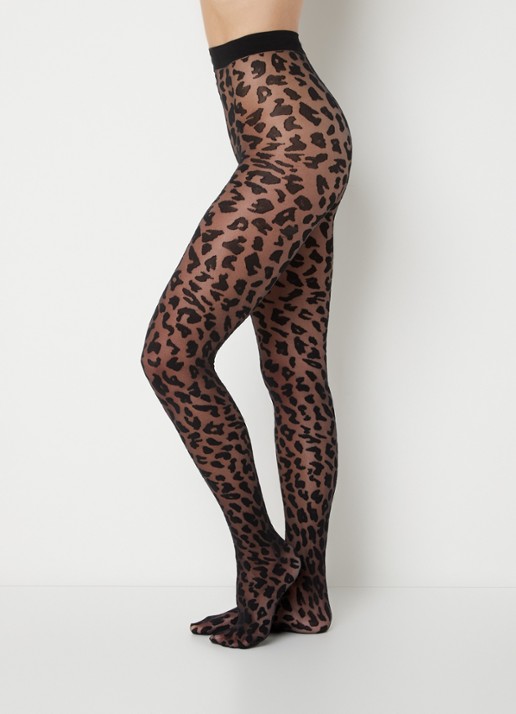 MarcMarcs Panty met panterprint in 20 denier black black - voorkant 2 zwart