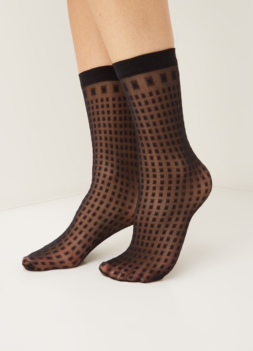 MarcMarcs Pantysokken met print - voorkant 2 zwart
