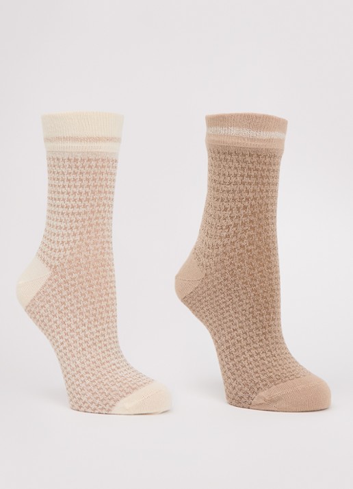 MarcMarcs Trix sokken met pied-de-poule dessin en lurex in 2-pack