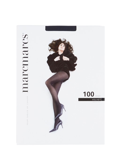 MarcMarcs Velvet Opaque panty in 100 denier - voorkant donkerblauw
