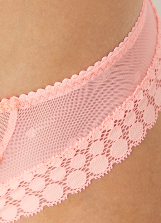 Marie Jo Annaelle tanga van mesh met borduring - detail 3 zalmroze