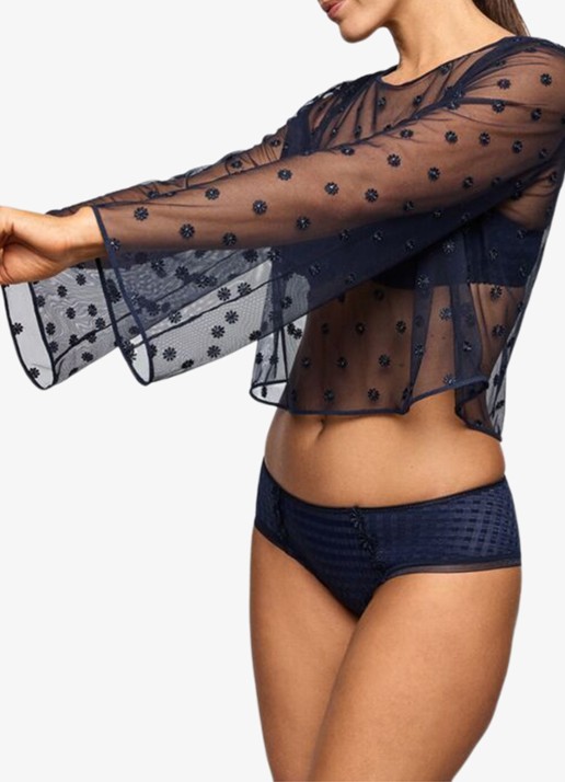 Marie Jo Avero lingerie top van mesh met bloemborduring - detail 4 donkerblauw
