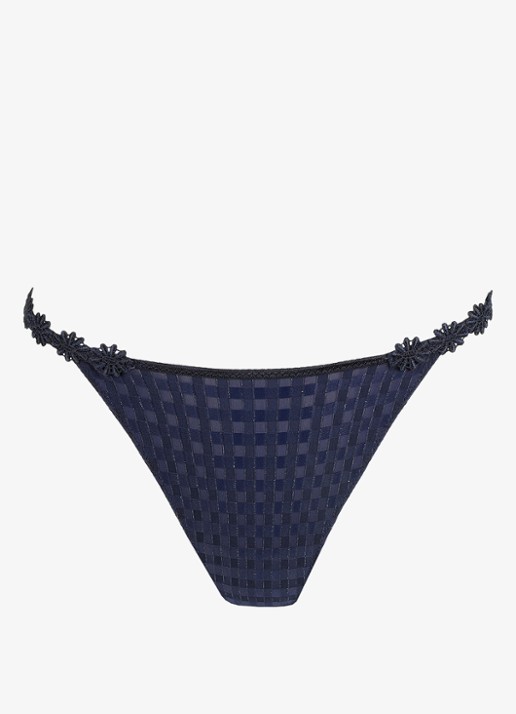 Marie Jo Avero string met ruitdessin - voorkant donkerblauw