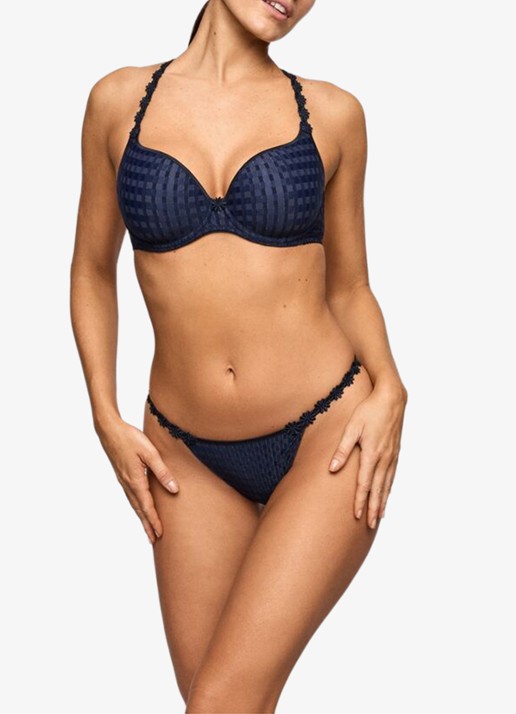 Marie Jo Avero string met ruitdessin - voorkant 2 donkerblauw