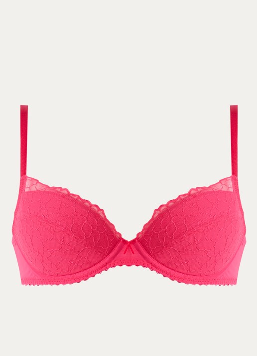 Marie Jo Azelie push-up bh met uitneembare vulling en overlay van kant - voorkant koraalrood