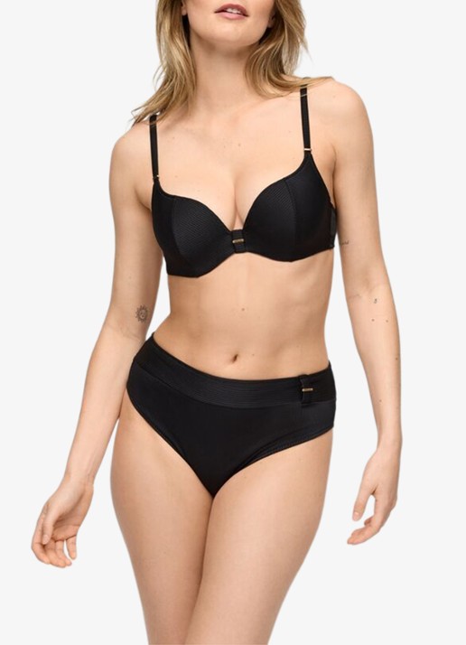 Marie Jo Cassie high waisted bikinislip met structuur - voorkant 4 zwart