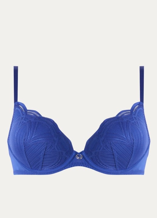 Marie Jo Cathia voorgevormde beugel bh met overlay van mesh - voorkant royalblauw