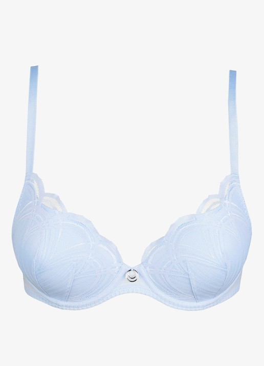 Marie Jo Cathia voorgevormde beugel bh met overlay van mesh - voorkant 2 lichtblauw